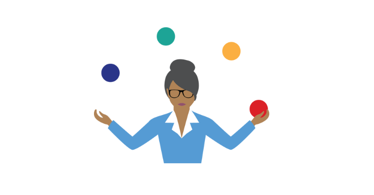 Management Challenge Icon of woman juggling balls